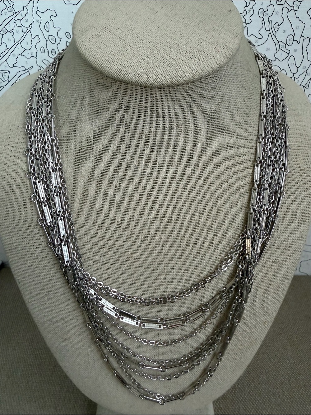 Sarah Coventry Layered Silver Multi-Chain Necklace